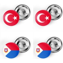İberk 4'lü Iğneli Çanta Rozeti Türkiye ve Sint Maarten Bayrağı - Türk Bayraklı