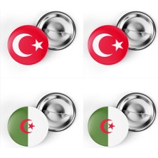 İberk 4'lü Iğneli Çanta Rozeti Türkiye ve Cezayir Bayrağı - Türk Bayraklı