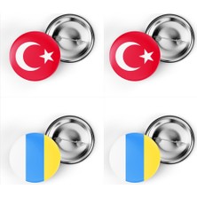 İberk 4'lü Iğneli Çanta Rozeti Türkiye ve Kanarya Adaları Bayrağı - Türk Bayraklı