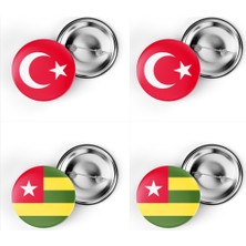 İberk 4'lü Iğneli Çanta Rozeti Türkiye ve Togo Bayrağı - Türk Bayraklı