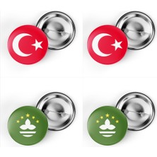 İberk 4'lü Iğneli Çanta Rozeti Türkiye ve Makao Bayrağı - Türk Bayraklı