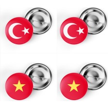 İberk 4'lü Iğneli Çanta Rozeti Türkiye ve Vietnam Bayrağı - Türk Bayraklı