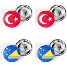İberk 4'lü Iğneli Çanta Rozeti Türkiye ve Tokelau Bayrağı - Türk Bayraklı