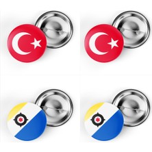 İberk 4'lü Iğneli Çanta Rozeti Türkiye ve Bonaire Bayrağı - Türk Bayraklı