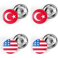 İberk 4'lü Iğneli Çanta Rozeti Türkiye ve Amerika Birleşik Devletleri Bayrağı - Türk Bayraklı