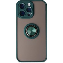 Aesco Apple Iphone 14 Pro Max Kılıf Montreal Yüzüklü Silikon Kapak - Yeşil