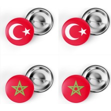 İberk 4'lü Iğneli Çanta Rozeti Türkiye ve Fas Bayrağı - Türk Bayraklı