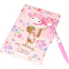 1001 Dekomus My Melody Kilitli Ajanda Seti | Çiçek Baskılı Kapak + Kalp Kilit & Karakter Kalem