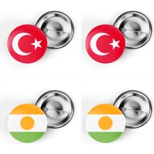 İberk 4'lü Iğneli Çanta Rozeti Türkiye ve Nijer Bayrağı - Türk Bayraklı