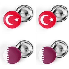 İberk 4'lü Iğneli Çanta Rozeti Türkiye ve Katar Bayrağı - Türk Bayraklı
