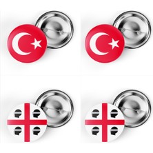 İberk 4'lü Iğneli Çanta Rozeti Türkiye ve Sardinya Bayrağı - Türk Bayraklı
