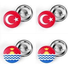 İberk 4'lü Iğneli Çanta Rozeti Türkiye ve Kiribati Bayrağı - Türk Bayraklı