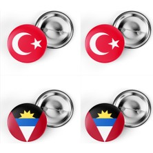 İberk 4'lü Iğneli Çanta Rozeti Türkiye ve Antigua ve Barbuda Bayrağı - Türk Bayraklı