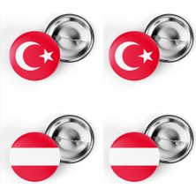 İberk 4'lü Iğneli Çanta Rozeti Türkiye ve Avusturya Bayrağı - Türk Bayraklı