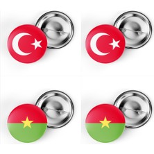 İberk 4'lü Iğneli Çanta Rozeti Türkiye ve Burkina Faso Bayrağı - Türk Bayraklı
