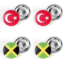 İberk 4'lü Iğneli Çanta Rozeti Türkiye ve Jamaika Bayrağı - Türk Bayraklı