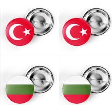 İberk 4'lü Iğneli Çanta Rozeti Türkiye ve Bulgaristan Bayrağı - Türk Bayraklı