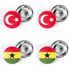 İberk 4'lü Iğneli Çanta Rozeti Türkiye ve Gana Bayrağı - Türk Bayraklı