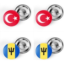 İberk 4'lü Iğneli Çanta Rozeti Türkiye ve Barbados Bayrağı - Türk Bayraklı