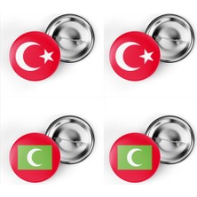 İberk 4'lü Iğneli Çanta Rozeti Türkiye ve Maldivler Bayrağı - Türk Bayraklı