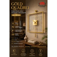 Sevinç Konsept Gold Quadro Kare Şeffaf Luxe 45 x 65 Cm, Modern Dekoratif Sarkaçlı Metal Duvar Saati