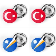 İberk 4'lü Iğneli Çanta Rozeti Türkiye ve Marshall Adaları Bayrağı - Türk Bayraklı