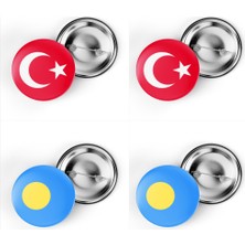 İberk 4'lü Iğneli Çanta Rozeti Türkiye ve Palau Bayrağı - Türk Bayraklı