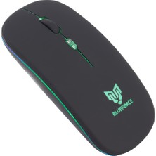 1001 2, 4ghz Bluetooth Wireless Kablosuz Sessiz Mouse Siyah Işıklı