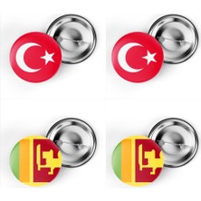 İberk 4'lü Iğneli Çanta Rozeti Türkiye ve Sri Lanka Bayrağı - Türk Bayraklı