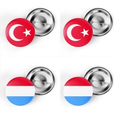 İberk 4'lü Iğneli Çanta Rozeti Türkiye ve Lüksemburg Bayrağı - Türk Bayraklı