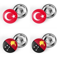 İberk 4'lü Iğneli Çanta Rozeti Türkiye ve Papua Yeni Gine Bayrağı - Türk Bayraklı