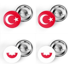 İberk 4'lü Iğneli Çanta Rozeti Türkiye ve Rapa Nui Bayrağı - Türk Bayraklı