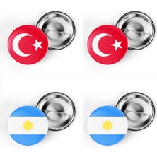 İberk 4'lü Iğneli Çanta Rozeti Türkiye ve Arjantin Bayrağı - Türk Bayraklı