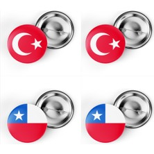 İberk 4'lü Iğneli Çanta Rozeti Türkiye ve Şili Bayrağı - Türk Bayraklı