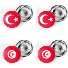 İberk 4'lü Iğneli Çanta Rozeti Türkiye ve Tunus Bayrağı - Türk Bayraklı