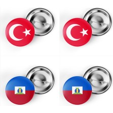 İberk 4'lü Iğneli Çanta Rozeti Türkiye ve Haiti Bayrağı - Türk Bayraklı