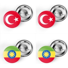 İberk 4'lü Iğneli Çanta Rozeti Türkiye ve Etiyopya Bayrağı - Türk Bayraklı
