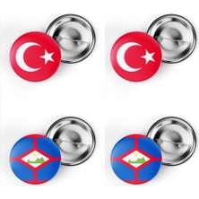 İberk 4'lü Iğneli Çanta Rozeti Türkiye ve Sint Eustatius Bayrağı - Türk Bayraklı
