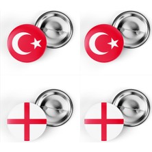 İberk 4'lü Iğneli Çanta Rozeti Türkiye ve Ingiltere Bayrağı - Türk Bayraklı