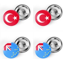 İberk 4'lü Iğneli Çanta Rozeti Türkiye ve Tuvalu Bayrağı - Türk Bayraklı