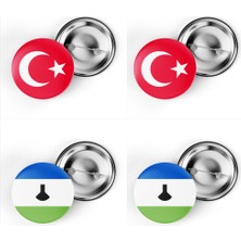 İberk 4'lü Iğneli Çanta Rozeti Türkiye ve Lesotho Bayrağı - Türk Bayraklı