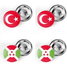 İberk 4'lü Iğneli Çanta Rozeti Türkiye ve Burundi Bayrağı - Türk Bayraklı