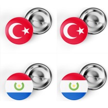 İberk 4'lü Iğneli Çanta Rozeti Türkiye ve Paraguay Bayrağı - Türk Bayraklı