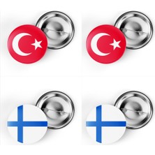 İberk 4'lü Iğneli Çanta Rozeti Türkiye ve Finlandiya Bayrağı - Türk Bayraklı