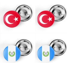 İberk 4'lü Iğneli Çanta Rozeti Türkiye ve Guatemala Bayrağı - Türk Bayraklı