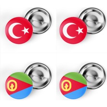 İberk 4'lü Iğneli Çanta Rozeti Türkiye ve Eritre Bayrağı - Türk Bayraklı