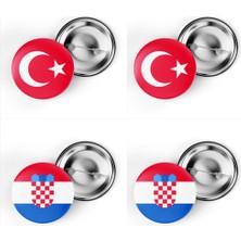 İberk 4'lü Iğneli Çanta Rozeti Türkiye ve Hırvatistan Bayrağı - Türk Bayraklı