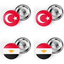 İberk 4'lü Iğneli Çanta Rozeti Türkiye ve Mısır Bayrağı - Türk Bayraklı