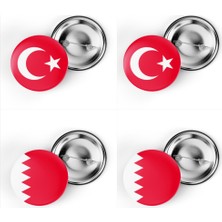 İberk 4'lü Iğneli Çanta Rozeti Türkiye ve Bahreyn Bayrağı - Türk Bayraklı