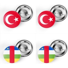 İberk 4'lü Iğneli Çanta Rozeti Türkiye ve Orta Afrika Cumhuriyeti Bayrağı - Türk Bayraklı